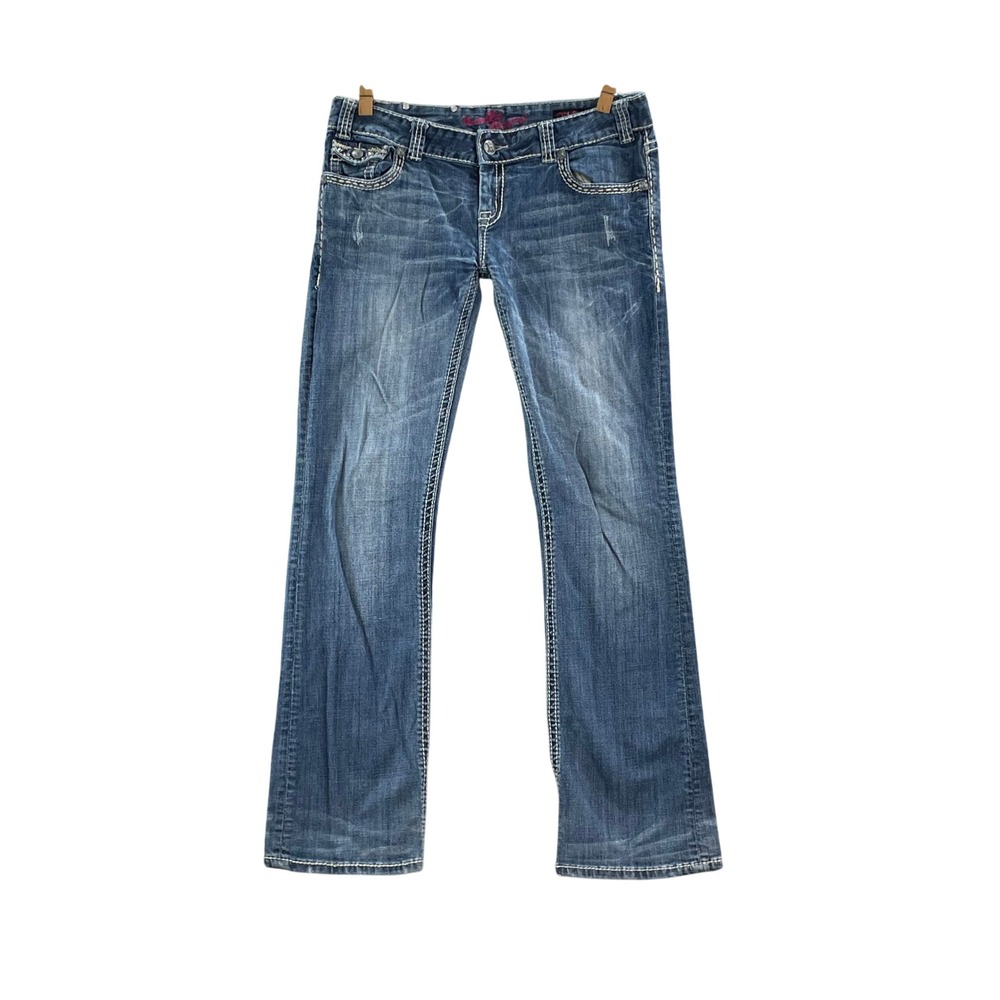 Rock and Roll Cowgirl Jeans Womens 34x31* Bootcut Heavy Stitch Western Biker Y2K